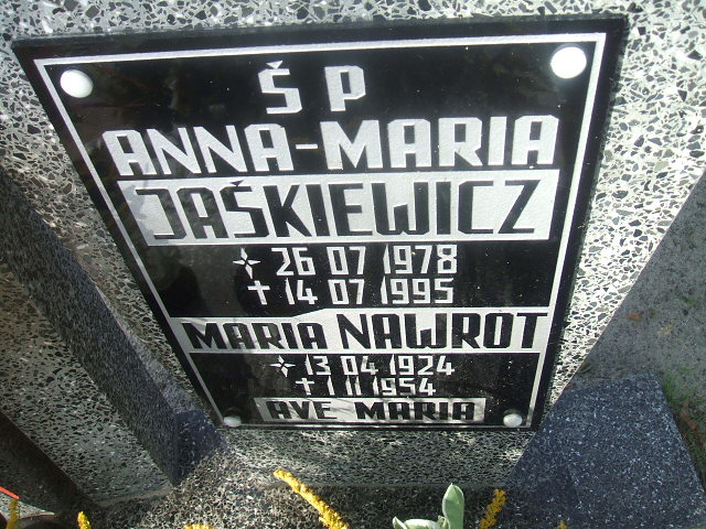 Anna Maria Jaśkiewicz 1978 Lubsko - Grobonet - Wyszukiwarka osób pochowanych