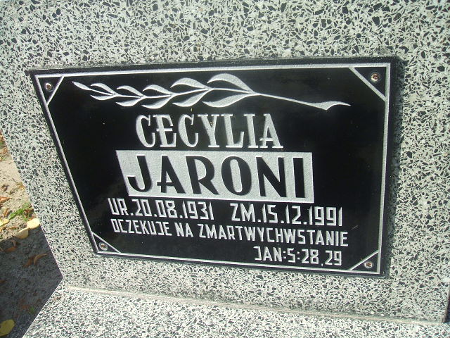 Cecylia Jaroni 1931 Lubsko - Grobonet - Wyszukiwarka osób pochowanych