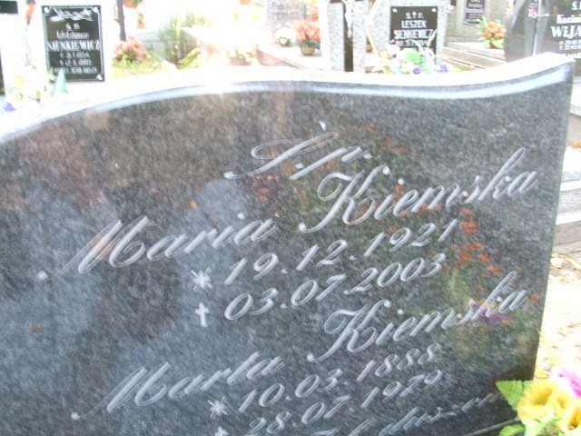 Maria Kiemska 1921 Lubsko - Grobonet - Wyszukiwarka osób pochowanych