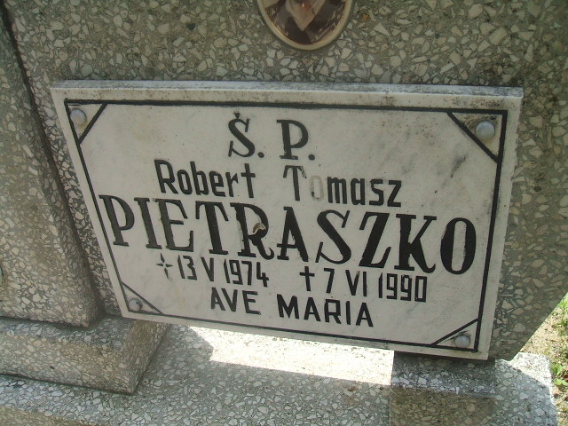 Robert Tomasz Pietraszko 1974 Lubsko - Grobonet - Wyszukiwarka osób pochowanych